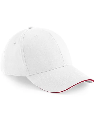 Beechfield B 20 6-panelová sendvičová čiapka „Athleisure“ 53.0020 biela/klasická červená