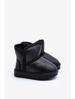 Eko Skórzane Śniegowce Dziecięce Czarne Husalta