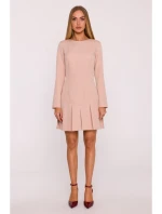 M872 Šaty s obrátenými záhybmi - béžové M872 Šaty s obrátenými záhybmi - béžové