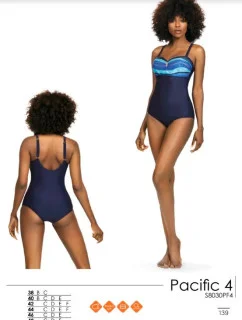 Dámske jednodielne plavky S8030PF4 1 Pacific 4 tmavo modrá s modrou - Self