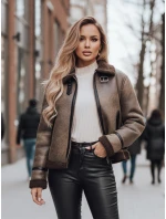 Dámska semišová bunda s ovčou kožušinou KASAMIRA coffee FashionStreet TY4740z