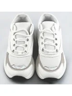 Biele šnurovacie sneakersy s farebnými vsadkami (6346)