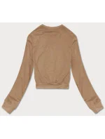 Tenká krátka dámska tepláková mikina v cappuccino farbe (8B938-91) Tenká krátka dámska tepláková mikina v cappuccino farbe (8B938-91)