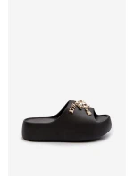 Klapki Damskie Lekkie Piankowe Z Ozdobami Czarne Orchia
