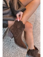 Wsuwane Botki Kowbojki Damskie Z Naturalnego Zamszu Czekoladowe Beretta