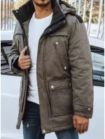 FashionStreet khaki pánska zimná bunda TX4279 FashionStreet khaki pánska zimná bunda TX4279