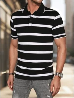 Pánska pruhovaná polokošeľa čierna FashionStreet PX0644