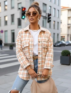 Dámska oranžovo-béžová kockovaná košeľa FashionStreet DY0482