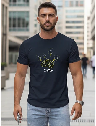 Pánske bavlnené tričko s originálnym potlačou, tmavomodré, FashionStreet NX0149R Pánske bavlnené tričko s originálnym potlačou, tmavomodré, FashionStreet NX0149R