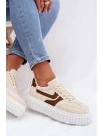 Dámské tenisky na platformě s eko semišem béžové Cadrina