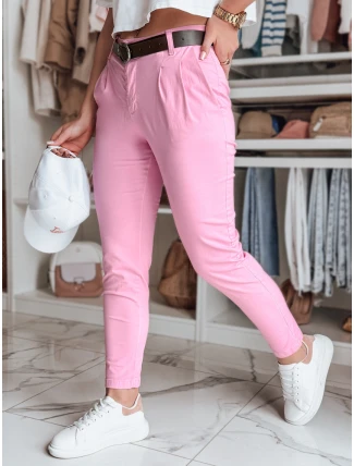 Dámske nohavice chinos s opaskom MODELA ružová FashionStreet UY2565 Dámske nohavice chinos s opaskom MODELA ružová FashionStreet UY2565