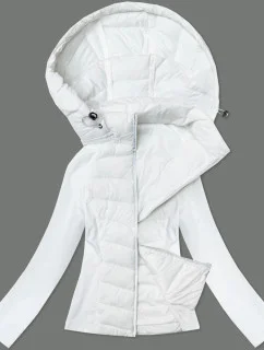 Biela dámska prešívaná bunda z rôznych lepených materiálov J Style (16M9226-281)