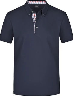 Daiber JN 964 Pánske polo tričko s gombíkovým zapínaním z piké 02.0964 námornícka modrá/červená-námornícka modrá-biela