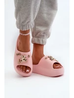 Klapki Damskie Lekkie Piankowe Z Ozdobami Różowe Orchia