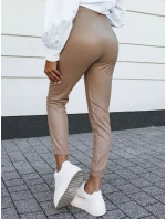 Dámske voskované béžové nohavice BRIAL so šnúrkou FashionStreet UY2152