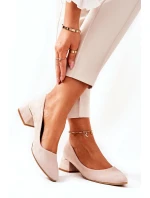 Zamszowe Czółenka Lewski 3118 Beżowe