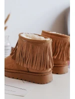 Ocieplane Botki Śniegowce Dziecięce Z Ozdobnymi Frędzlami Camel Nimia