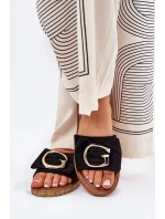 Płaskie Klapki Damskie Z Ozdobnym Detalem Czarne Nellodra