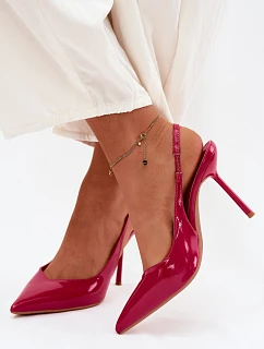 Lakované lodičky sandály z umělé kůže fuchsiové Calera