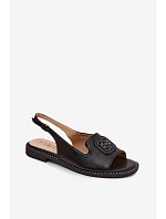 Dámské sandály na nízkém podpatku s ozdobou S.Barski KV61-6016 Černé