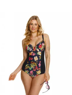Dámske jednodielne plavky Procida 194659 Black with Flowers Mix - Lupo Line