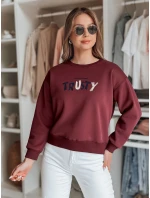 Dámska nadrozmerná mikina s výšivkou SOFTRUS bordová FashionStreet BY1407