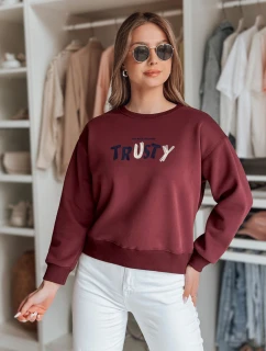 Dámska nadrozmerná mikina s výšivkou SOFTRUS bordová FashionStreet BY1407