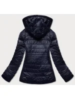 Tmavomodrá prešívaná dámska bunda s pružnými vsadkami (RQW-7012) Tmavomodrá prešívaná dámska bunda s pružnými vsadkami (RQW-7012)