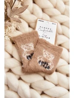 Futrzane Skarpety Dziecięce Z Misiem Beżowe