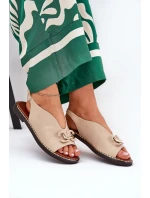 Sandały Na Płaskim Obcasie Z Ozdobą Eko Skóra Beżowe Tillireta