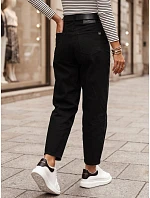 Dámske džínsy s vysokým pásom a opaskom, strih „balloon fit“, čierne, FashionStreet UY3119 Dámske džínsy s vysokým pásom a opaskom, strih „balloon fit“, čierne, FashionStreet UY3119