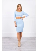 Súprava blúzky a sukne v modrej farbe