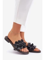 Zazoo 40381 Dámske kožené papuče na podpätku Black Zazoo 40381 Dámske kožené papuče na podpätku Black