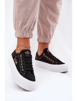 Dámske textilné tenisky na platforme Lee Cooper LCW-25-31-3431L black Dámske textilné tenisky na platforme Lee Cooper LCW-25-31-3431L black
