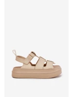 Sandały Damskie Na Platformie Beżowe Nitavelia
