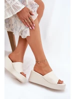 Dámske papuče na klinoch z eko kože Light Beige Obenae Dámske papuče na klinoch z eko kože Light Beige Obenae