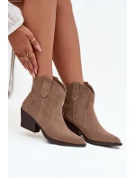 Wsuwane Botki Kowbojki Damskie Z Naturalnego Zamszu Beżowe Beretta