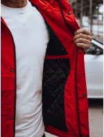 Pánska prechodná bunda s kapucňou červená FashionStreet TX4880