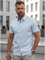 Pánska košeľa slim fit s krátkym rukávom, svetlo modrá, FashionStreet KX1046 Pánska košeľa slim fit s krátkym rukávom, svetlo modrá, FashionStreet KX1046