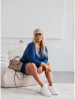 Dámske tmavomodré bavlnené šaty so šnúrkou (719) Dámske tmavomodré bavlnené šaty so šnúrkou (719)