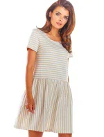Dámske šaty M205 béžové pruhy - Infinite You