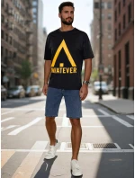 Pánske bavlnené tričko s potlačou čierne FashionStreet RX5666