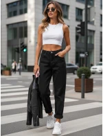 Dámske džínsy s vysokým pásom mom fit black FashionStreet UY2903