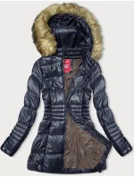 Tmavomodrá dámska prešívaná bunda pre prechodné obdobie (2M-052) Tmavomodrá dámska prešívaná bunda pre prechodné obdobie (2M-052)