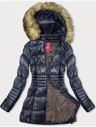 Tmavomodrá dámska prešívaná bunda pre prechodné obdobie (2M-052) Tmavomodrá dámska prešívaná bunda pre prechodné obdobie (2M-052)