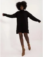 Čierne látkové šaty s rolákom (0547)