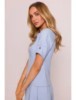 M842 Džínsové šaty so záhybmi - svetlomodré