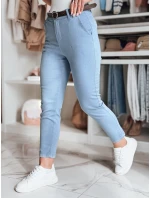 Dámske bavlnené nohavice slim fit s opaskom TAIRONIK modré FashionStreet UY2540