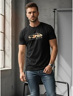 Pánske tričko s potlačou čierne FashionStreet NX051R