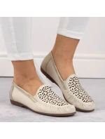 Pohodlné kožené poltopánky Rieker W RKR658 beige